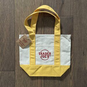 NWT Trader Joe’s Mini Canvas Tote Bag YELLOW - NEW With Tag